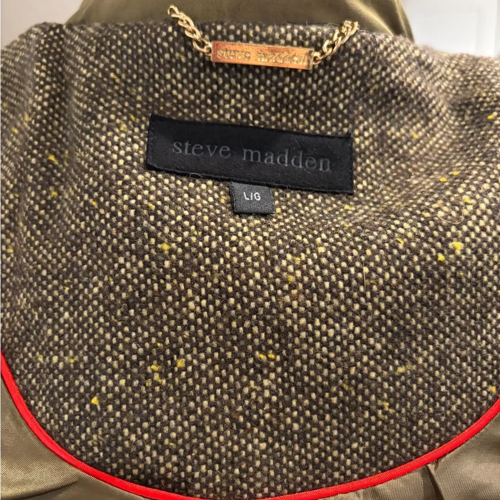 Steve Madden Olive Green Peplum Trench Coat